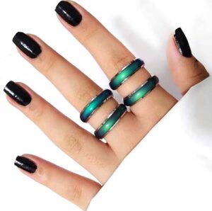 خرید انگشتر مود (Mood Ring) تغییر رنگ با احساسات انگشتر جادویی تغییر رنگ بر اساس دمای بدن و احساسات (خوشی، استرس، عشق). هدیه‌ای خاص و علمی برای آقایان و خانم‌ها. خرید آنلاین از آرامیس قم. انگشتر مود، خرید Mood Ring، انگشتر تغییر رنگ، انگشتر احساسات، هدیه خاص و جادویی، انگشتر کریستال مایع، خرازی آرامیس قم.
