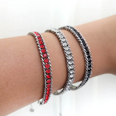 دستبند تنیسی استیل زنجیر کارتیه فول نگین