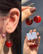 گوشواره گیلاسی پایه طلایی