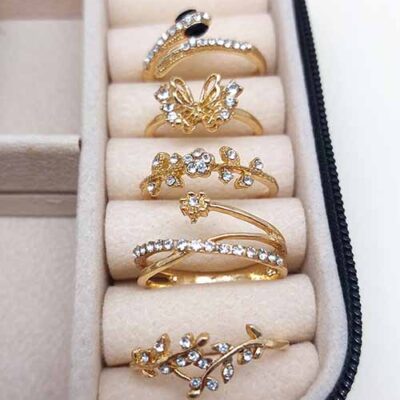 پک انگشتر دخترانه 5عددی قلبی گل پروانه