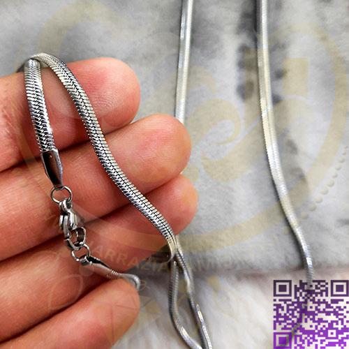 زنجیرماری گردنبندعرض 3میلیمتر استیل نقره ی