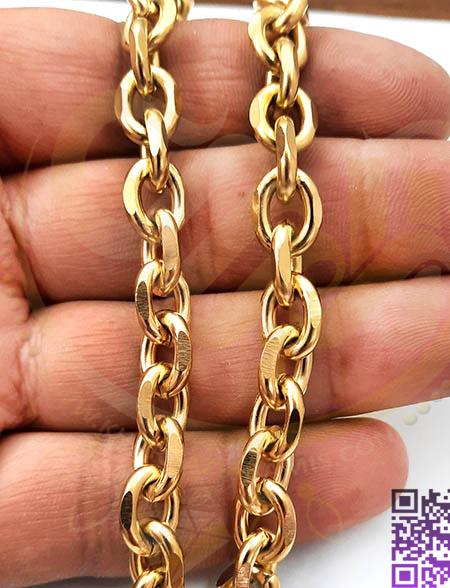 زنجیر استیل طلایی سایز2/5عرض9میل کد150 فروش نیم متری
