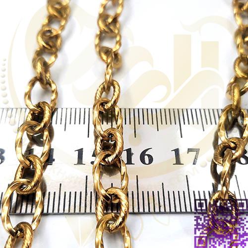 زنجیر استیل طلایی عرض8میل کد140 فروش نیم متری