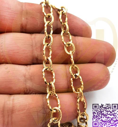 زنجیر استیل طلایی عرض8میل کد140 فروش نیم متری