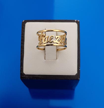 انگشتر اسم فائزه استیل-لاتین-کد135