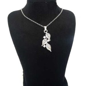 گردنبند برگ نگیندار نقره ای کد277