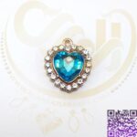 خرجکار قلب سبز آبی نگین دار کد242