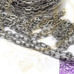 زنجیر استیل ترکیبی بیضی تراشدار نقره ای فروش نیم متری