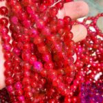 مروارید گلس قرمز سرخ آبی 100مهره گلس کد9