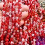 مروارید گلس قرمز سفید 100مهره گلس کد10