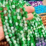 مروارید گلس سبز سفید 100مهره گلس کد12
