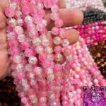 مروارید گلس صورتی 100مهره گلس کد1