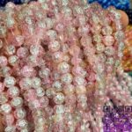 مروارید گلس صورتی 100مهره گلس کد2