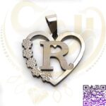 پلاک حروف r استیل نقره ای کد395
