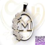 پلاک حروف m استیل نقره ای کد387