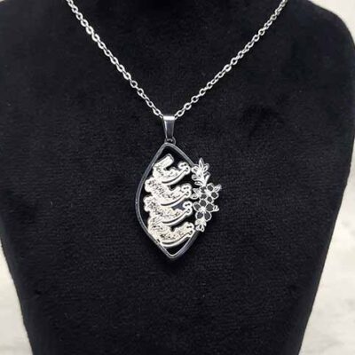 گردنبند استیل چهار قل نقره ای کد66