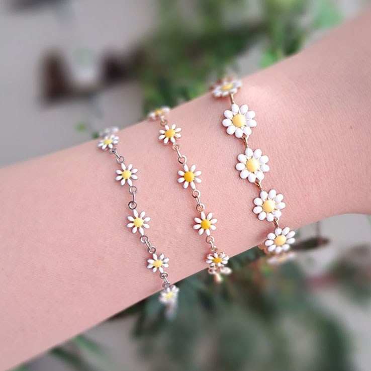 دستبند بابونه استیل رنگ ثابت کد27