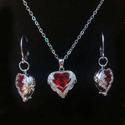 نیم ست دخترانه قلب قرمز سوارسکی