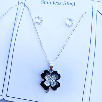 نیم ست دخترانه مدل شبدر مشکی