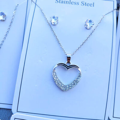 نیم ست دخترانه مدل قلب نگیندار توخالی