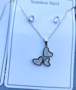 نیم ست دخترانه مدل سه قلب مشکی 