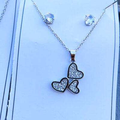 نیم ست دخترانه مدل سه قلب مشکی 