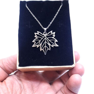 گردنبند برگ پاییزی استیل دخترانه کد194