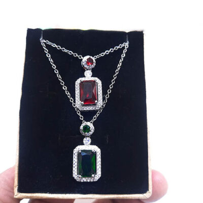 گردنبند نگین مستطیلی سوارسکی کد398