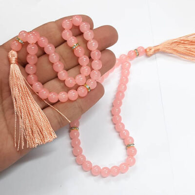 تسبیح 33دانه تک رنگ گلبهی کد25