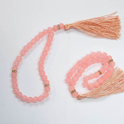 تسبیح 33دانه تک رنگ گلبهی کد25