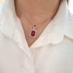 گردنبند نگین مستطیلی سوارسکی کد398