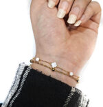 دستبند دولاین ونکلیف سنگی مرواریدی بازنجیر خلخال