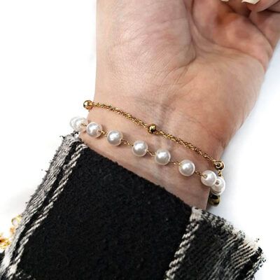 دستبند دو لاین استیل دستبند دوتایی استیل دستبند دخترانه دولاین دستبند زنانه دولاین دستبند استیل دولاین خرازی آرامیس (10)