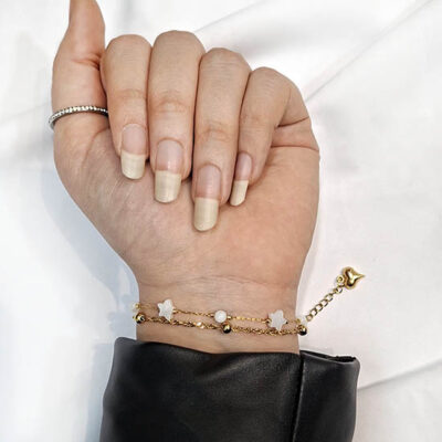 دستبند دولاین ستاره سنگی مرواریدی بازنجیر خلخال