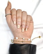 دستبند دولاین قلب سنگی مرواریدی بازنجیر خلخال