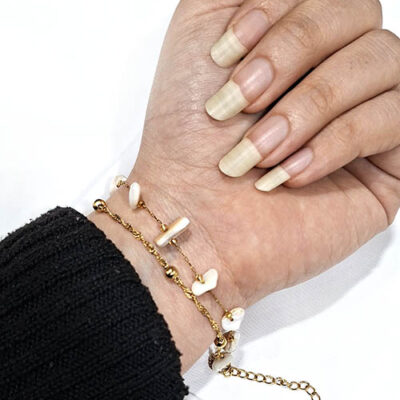 دستبند دولاین سنگ صدفی شکسته بازنجیر خلخال