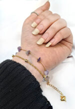 دستبند دولاین سنگ طبیعی بازنجیر خلخال