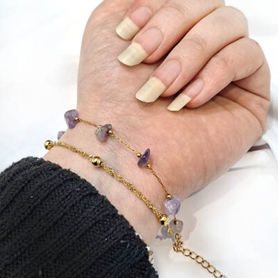 دستبند دولاین سنگ طبیعی بازنجیر خلخال