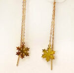 گوشواره بخیه ای استیل دانه برف طلایی