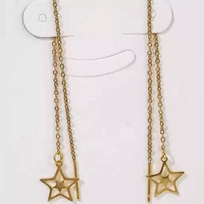 گوشواره بخیه ای استیل دو ستاره 