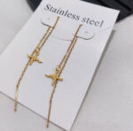 گوشواره بخیه ای استیل ضربان طلایی