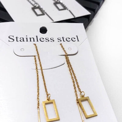 گوشواره بخیه ای استیل مستطیل