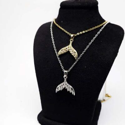 گردنبند استیل دم وال نگیندار 