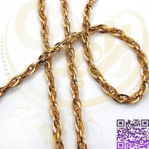 زنجیر استیل طلایی عرض3میل کد162 فروش نیم متری