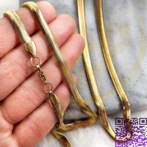 زنجیر ماری گردنبند عرض5میلیمتر استیل طلایی