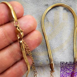 زنجیرماری دستبندعرض3میلیمتر استیل طلایی